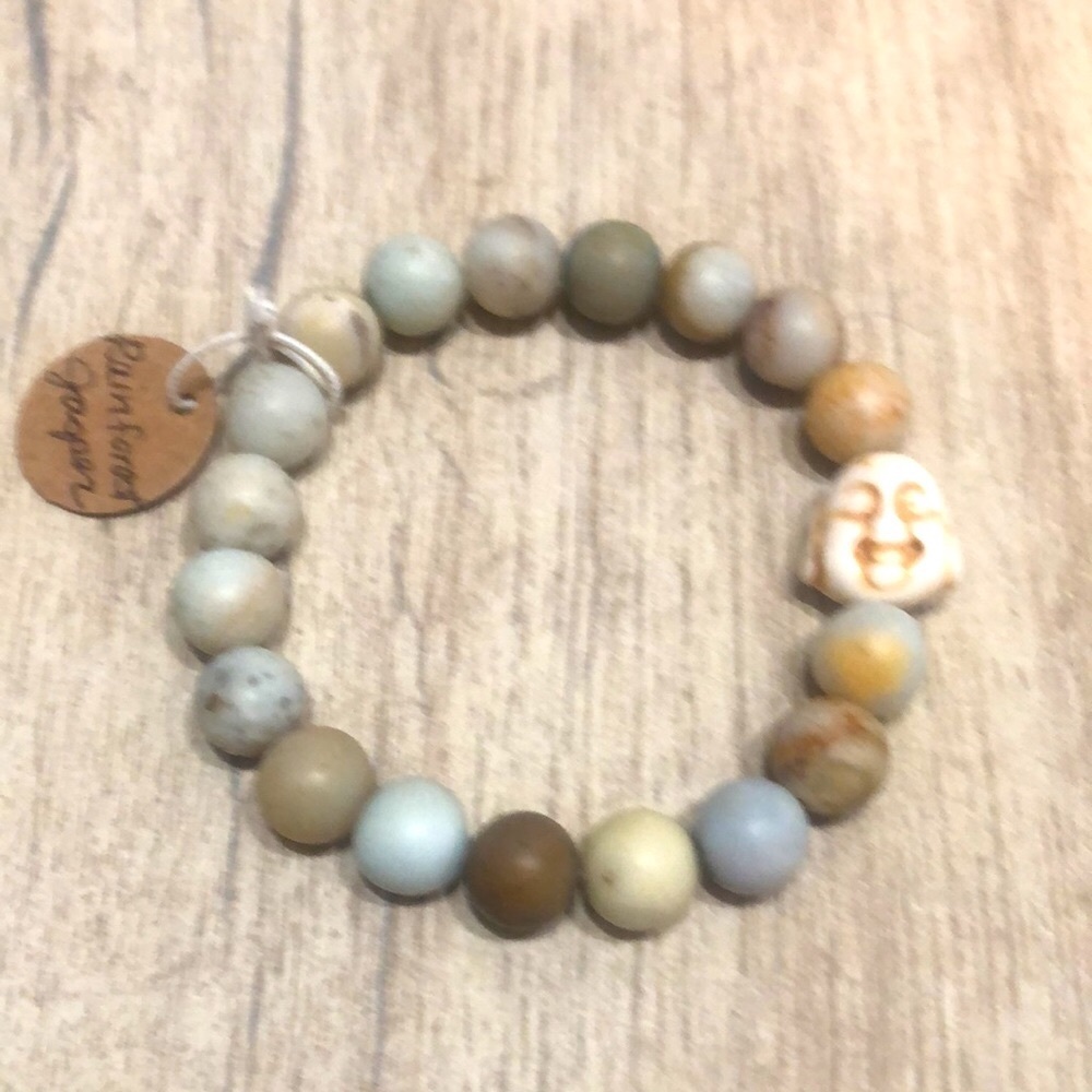Genuine Rainforest Jasper Happy Buddha Bracelet